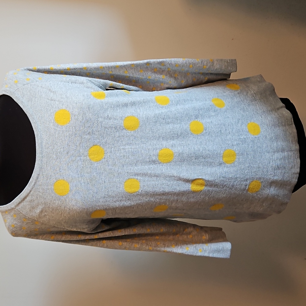 Banana Republic Factory Gray and Yellow Polka Dot Sweater Medium Tunic
